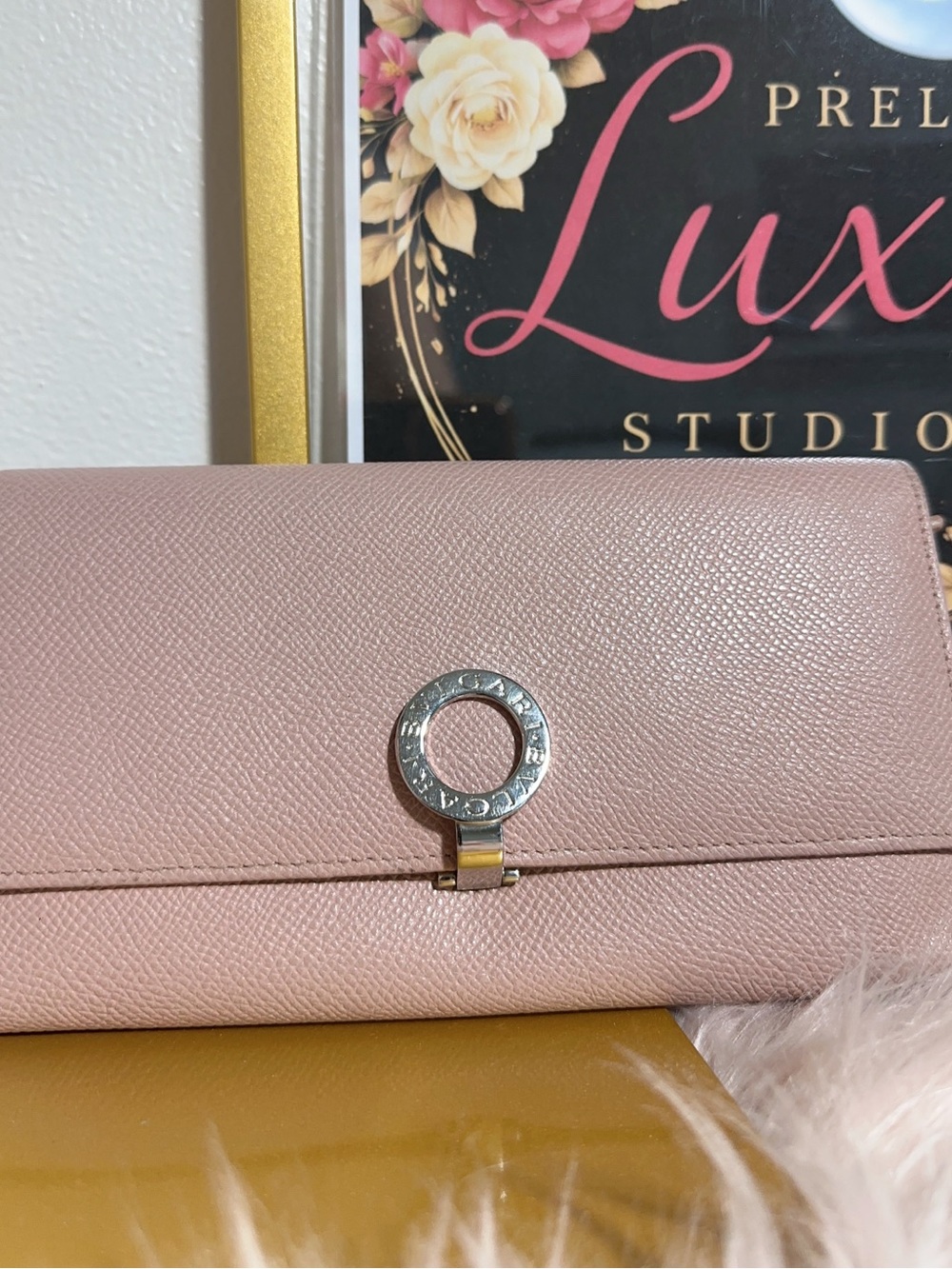 Bvulgari Women's blush Pink Leather long wallet
